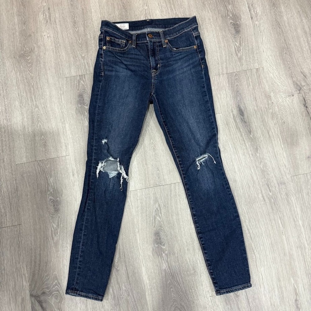 GAP‎ Jeans True Skinny Mid Rise Women's 26/2R Dark Wash Distressed Stretch